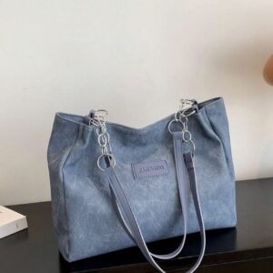 Minimalist Solid Color Pu Leather Tote Bag