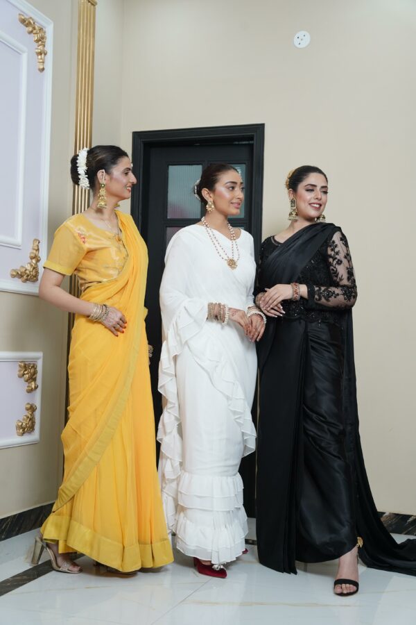 Yellow Chiffon Saree - Image 2