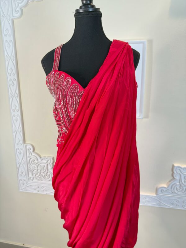 Hot Pink Saree - Image 3