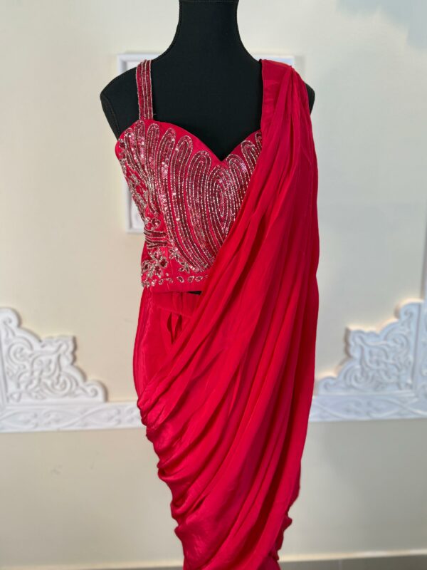 Hot Pink Saree - Image 6