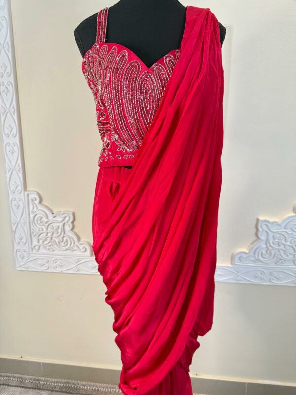 Hot Pink Saree - Image 8