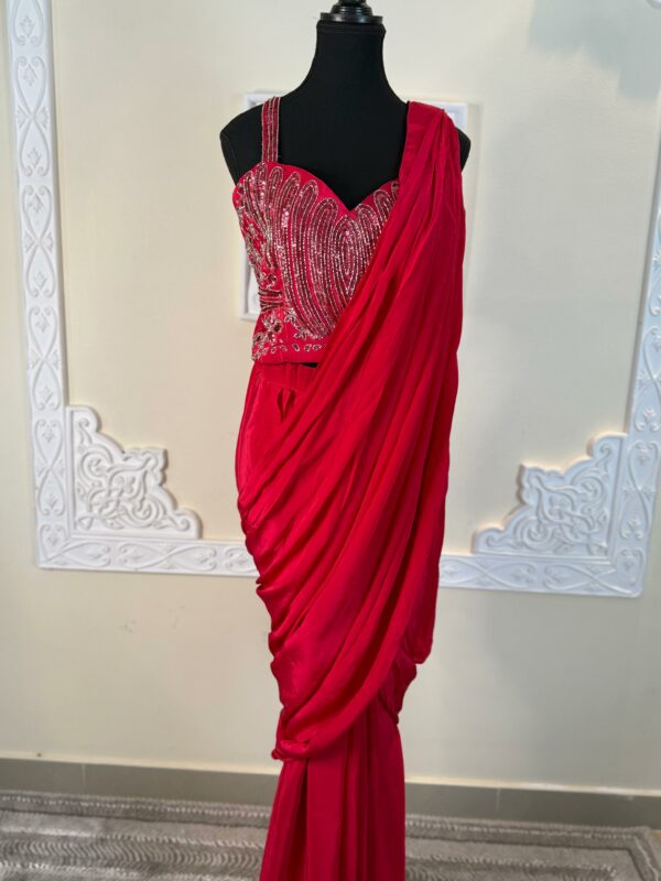 Hot Pink Saree - Image 9